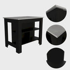 Kitchen Island with 4 Legs and 3 Shelves - Two-Tone Finish