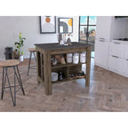 Kitchen Island with 4 Legs and 3 Shelves - Two-Tone Finish