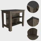 Kitchen Island with 4 Legs and 3 Shelves - Two-Tone Finish