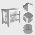 Kitchen Island with 4 Legs and 3 Shelves - Two-Tone Finish
