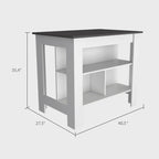Kitchen Island with 4 Legs and 3 Shelves - Two-Tone Finish