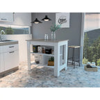 Kitchen Island with 4 Legs and 3 Shelves - Two-Tone Finish