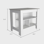 Kitchen Island with 4 Legs and 3 Shelves - Two-Tone Finish