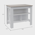 Kitchen Island with 4 Legs and 3 Shelves - Two-Tone Finish