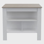 Kitchen Island with 4 Legs and 3 Shelves - Two-Tone Finish