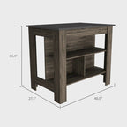 Kitchen Island with 4 Legs and 3 Shelves - Two-Tone Finish