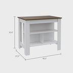 Kitchen Island with 4 Legs and 3 Shelves - Two-Tone Finish