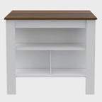 Kitchen Island with 4 Legs and 3 Shelves - Two-Tone Finish