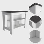 Kitchen Island with 4 Legs and 3 Shelves - Two-Tone Finish