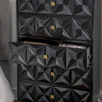 5-Drawer Geometric Tall Dresser with Gold Accents