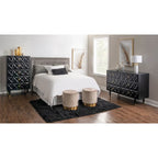 5-Drawer Geometric Tall Dresser with Gold Accents