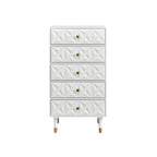 5-Drawer Geometric Tall Dresser with Gold Accents
