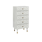 5-Drawer Geometric Tall Dresser with Gold Accents