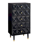 5-Drawer Geometric Tall Dresser with Gold Accents