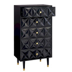 5-Drawer Geometric Tall Dresser with Gold Accents