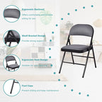 4 PCS Folding Chairs with Metal Frame Portable Chairs with Padded Seat