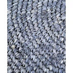 Handwoven Grey Raffia Wood Ottoman - Natural Coastal Style