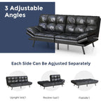 Futon Sofa Bed, Memory Foam Foldable Couch Convertible Loveseat Sleeper Daybed with Adjustable Armrests for Small Space