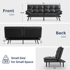 Futon Sofa Bed, Memory Foam Foldable Couch Convertible Loveseat Sleeper Daybed with Adjustable Armrests for Small Space