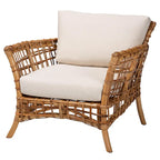 Bohemian Natural Rattan Arm Chair with Removable Cushion