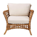 Bohemian Natural Rattan Arm Chair with Removable Cushion