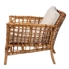 Bohemian Natural Rattan Arm Chair with Removable Cushion