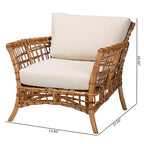 Bohemian Natural Rattan Arm Chair with Removable Cushion