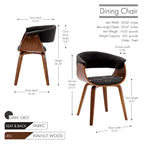 Fabric Dining Chair with Wooden Legs and Curved Back