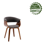 Fabric Dining Chair with Wooden Legs and Curved Back