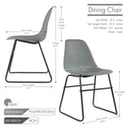 Modern Armless Dining Chairs with Iron Legs, Set of 2