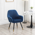 Velvet Barrel Chair with Tufted Back and Wood Legs