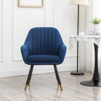 Velvet Barrel Chair with Tufted Back and Wood Legs