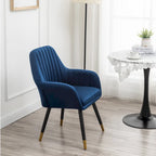 Velvet Barrel Chair with Tufted Back and Wood Legs
