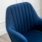 Velvet Barrel Chair with Tufted Back and Wood Legs