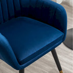Velvet Barrel Chair with Tufted Back and Wood Legs