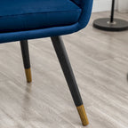 Velvet Barrel Chair with Tufted Back and Wood Legs