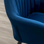Velvet Barrel Chair with Tufted Back and Wood Legs