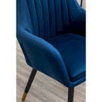 Velvet Barrel Chair with Tufted Back and Wood Legs