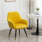 Velvet Barrel Chair with Tufted Back and Wood Legs