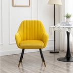 Velvet Barrel Chair with Tufted Back and Wood Legs