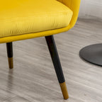 Velvet Barrel Chair with Tufted Back and Wood Legs