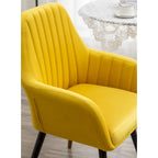 Velvet Barrel Chair with Tufted Back and Wood Legs
