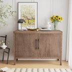 2-Door Wooden Storage Cabinet with Adjustable Shelf and Oak Legs