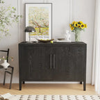 2-Door Wooden Storage Cabinet with Adjustable Shelf and Oak Legs