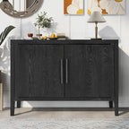 2-Door Wooden Storage Cabinet with Adjustable Shelf and Oak Legs