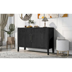 2-Door Wooden Storage Cabinet with Adjustable Shelf and Oak Legs