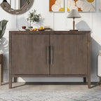 2-Door Wooden Storage Cabinet with Adjustable Shelf and Oak Legs