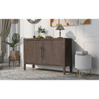 2-Door Wooden Storage Cabinet with Adjustable Shelf and Oak Legs