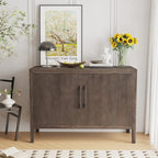 2-Door Wooden Storage Cabinet with Adjustable Shelf and Oak Legs