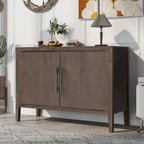 2-Door Wooden Storage Cabinet with Adjustable Shelf and Oak Legs
